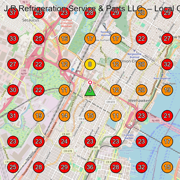 J R Refrigeration Service & Parts LLC. GeoGrid visibility map for Commercial Refrigerator Supplier in Bronx